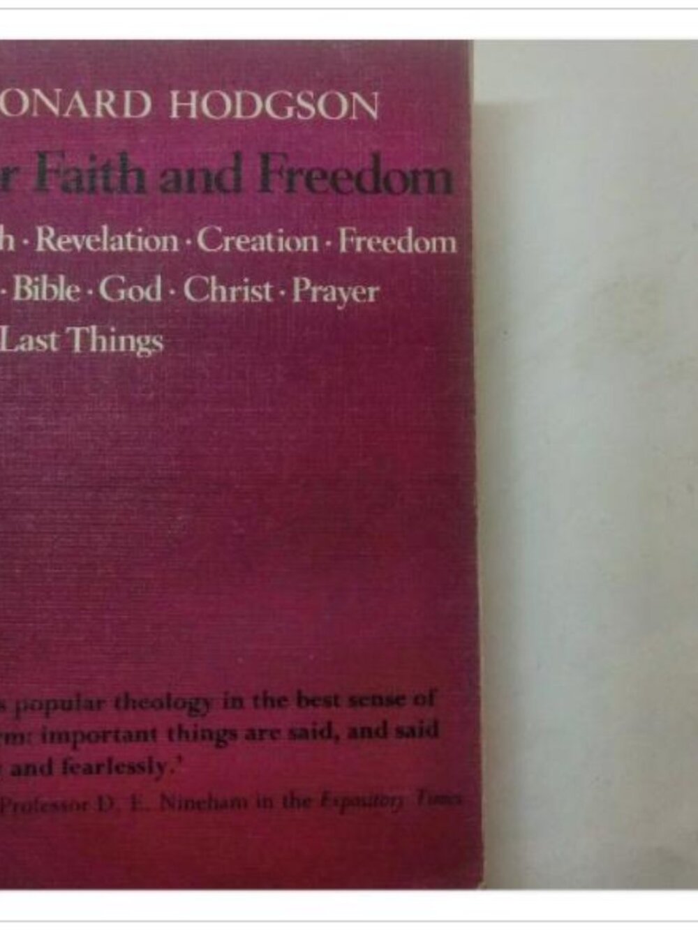 For Faith and Freedom Faith Revelation Creation SCM Press 1968 PB